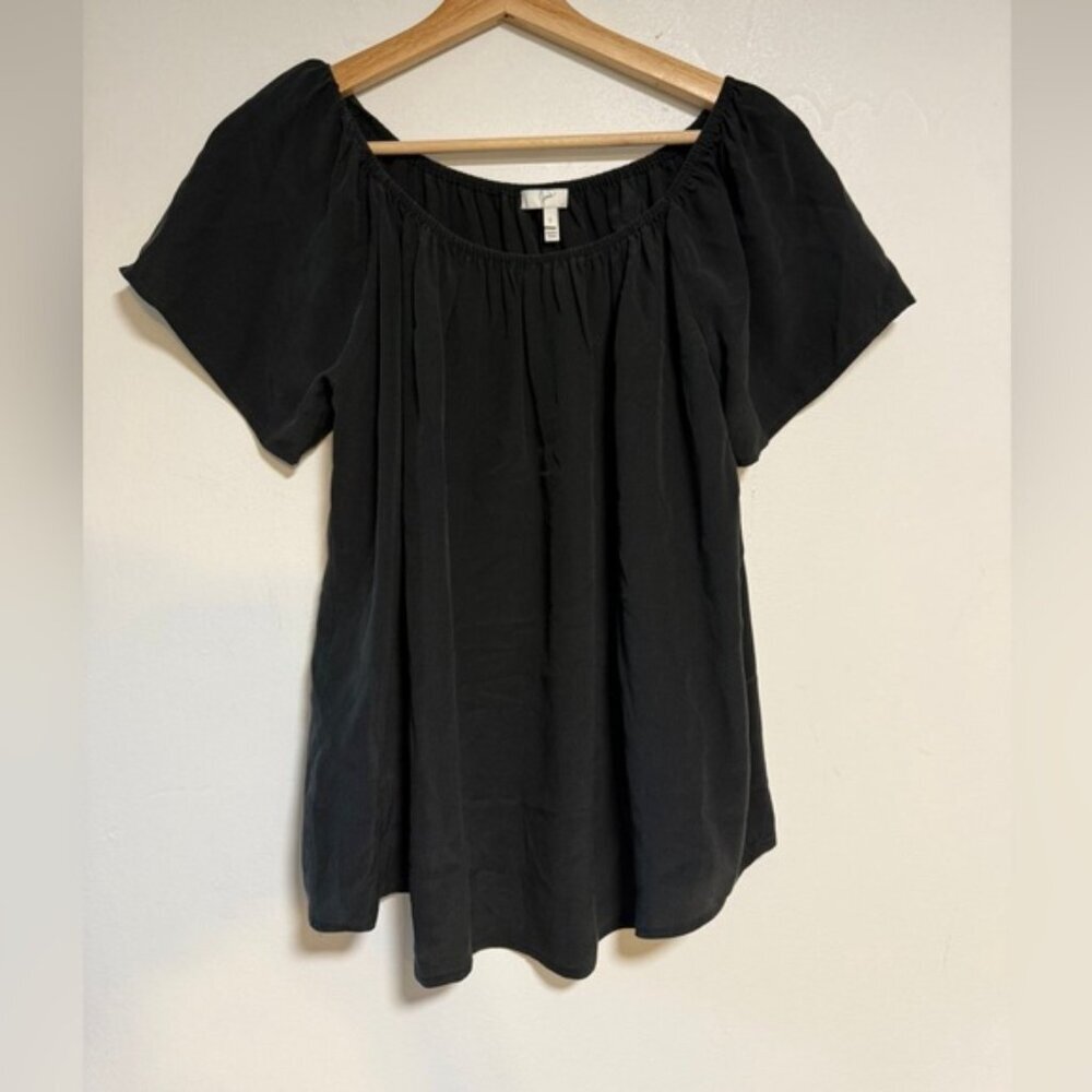 Joie Black Short Sleeve Peasant Blouse Size S - Picture 2 of 6